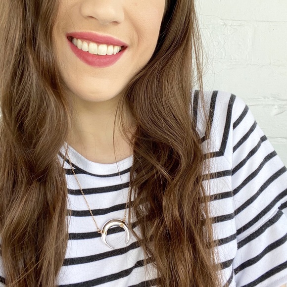 "Kinsey" Necklace || Silver & Gold Horn Pendant - Picture 11 of 13